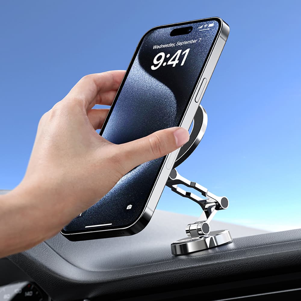 Acefast Držák do auta D20 Magnetický kroužek 360° na palubní desku stříbrný - náhled 3