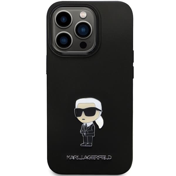 Karl Lagerfeld Silicone pouzdro iPhone 14 Pro Max Ikonik Metal Pin růžové - náhled 3