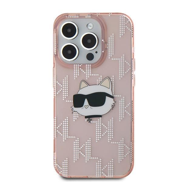 Karl Lagerfeld IML Luxury iPhone 15 Pro růžová Choupette Head&amp;Monogram - náhled 3