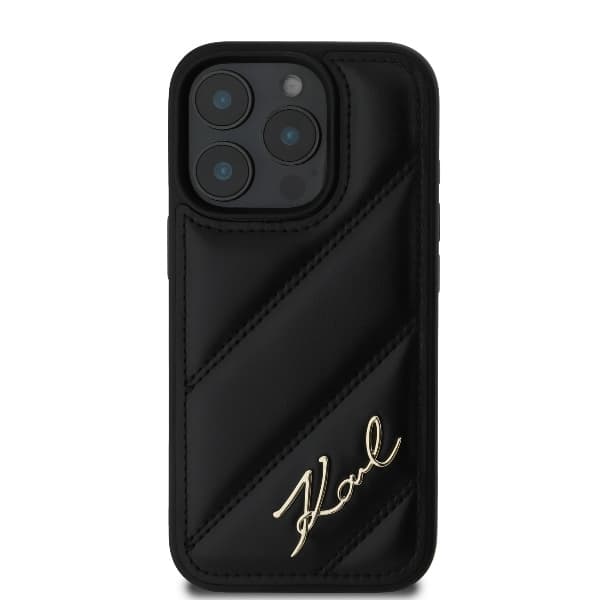 Karl Lagerfeld Diagonal Quilted Script pouzdro iPhone 16 Pro Max černé - náhled 3