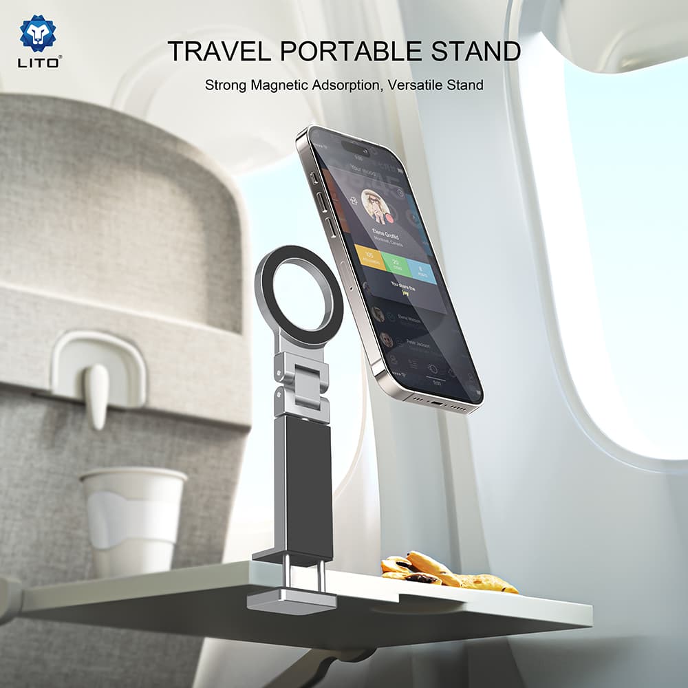 Lito Travel Phone Holder LH01 skládací otočný 360° ovládání jednou rukou šedý - náhled 3