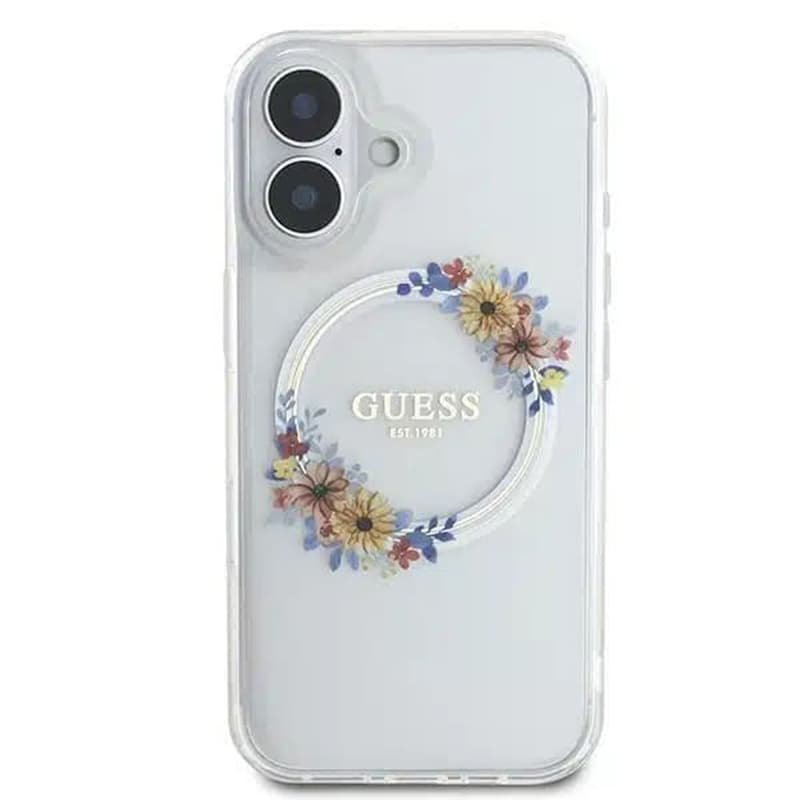 Guess IML Flowers Wreath MagSafe GUHMP16SHFWFCT iPhone 16 průhledný - náhled 3