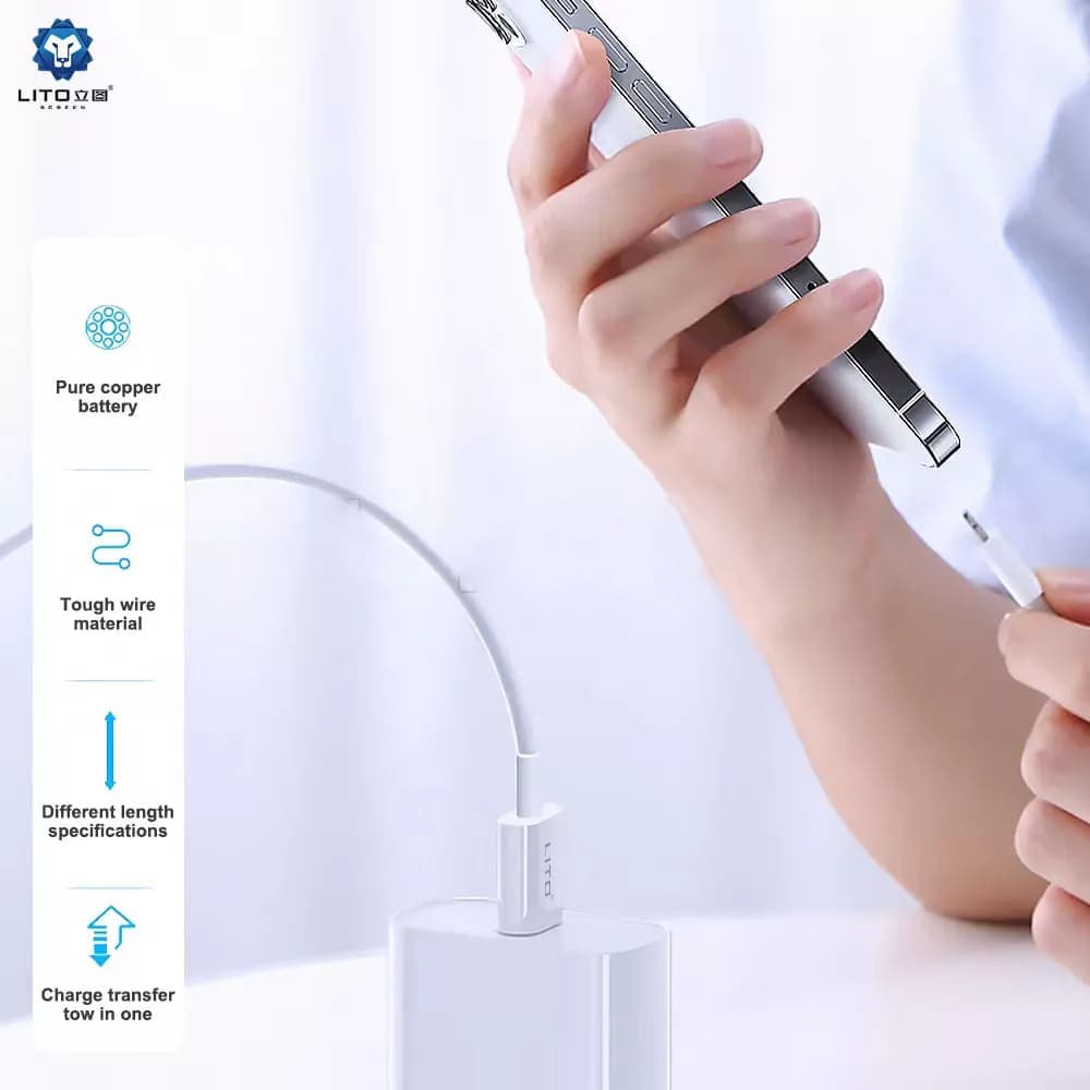 Lito Datový kabel Type-C to Type-C Rychlonabíjecí PD18W 2m Bílý - náhled 3