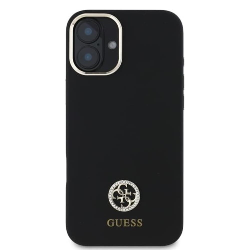 Guess Silicone Logo Strass 4G pouzdro iPhone 16 černé - náhled 3