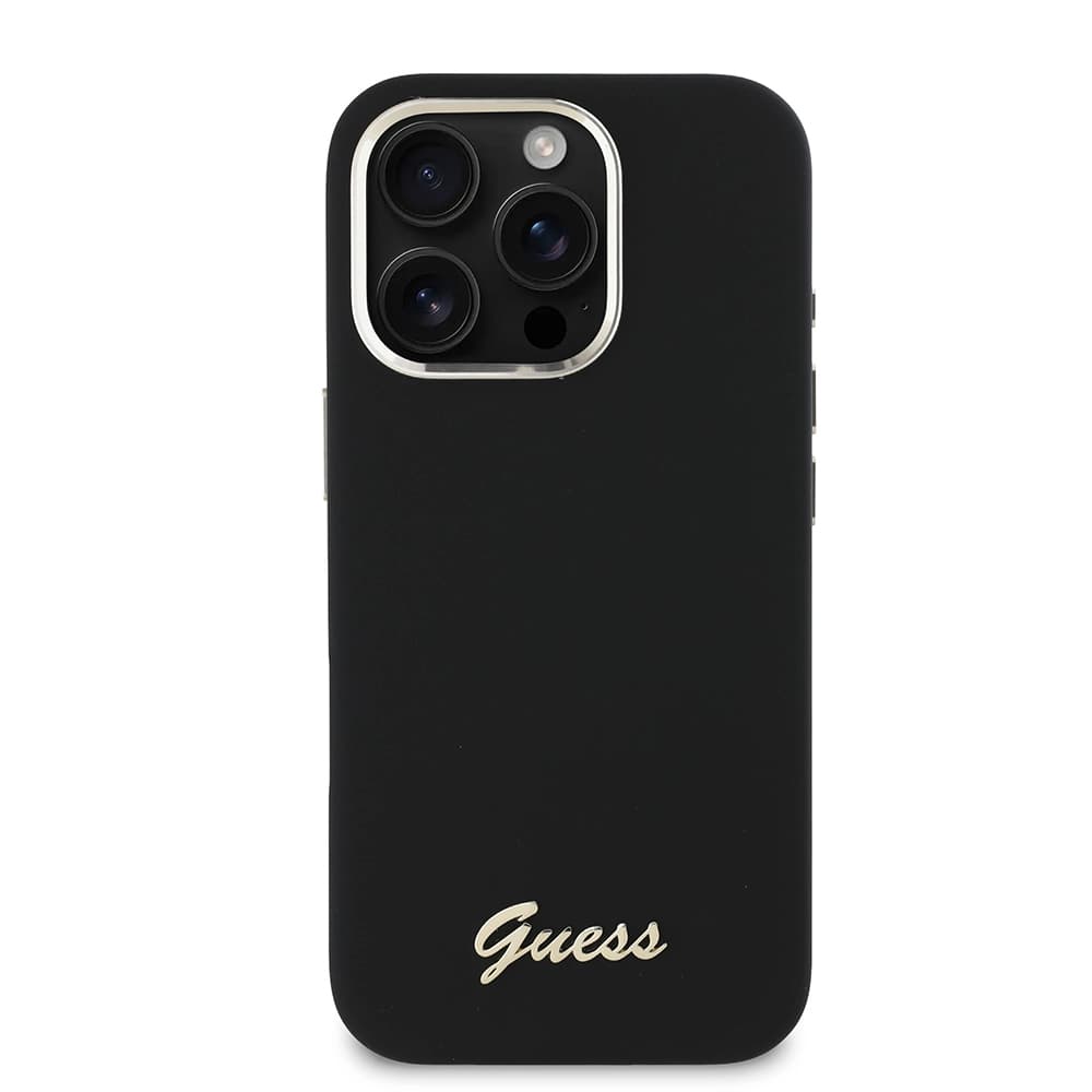 Guess Silicone Script Metal Logo &amp; Frame GUHCP16LSMBSLK iPhone 16 Pro černá - náhled 3