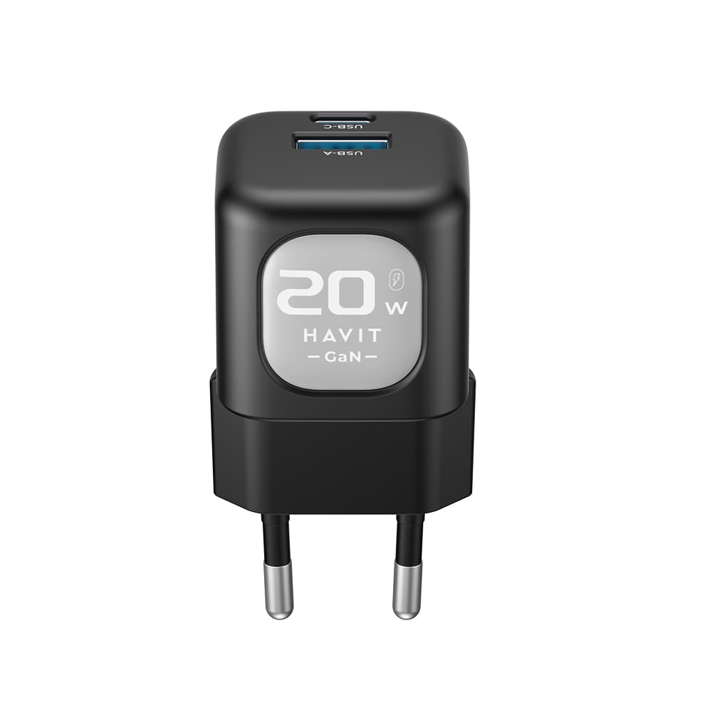 Havit Wall Charger UC220 EU USB Type-C GaN 20W černá šedá - náhled 3