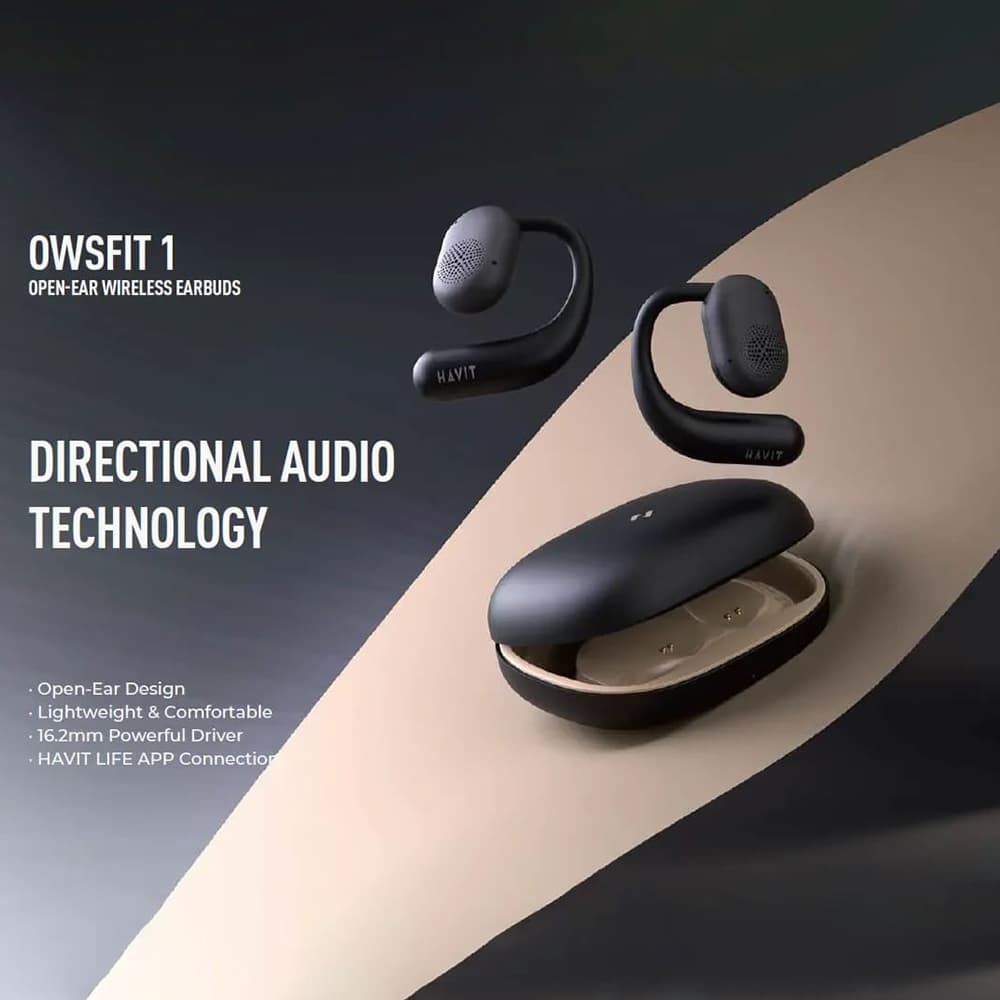 Havit bezdrátová sluchátka OWS914 s mikrofonem Bluetooth 5.3 béžová - náhled 3