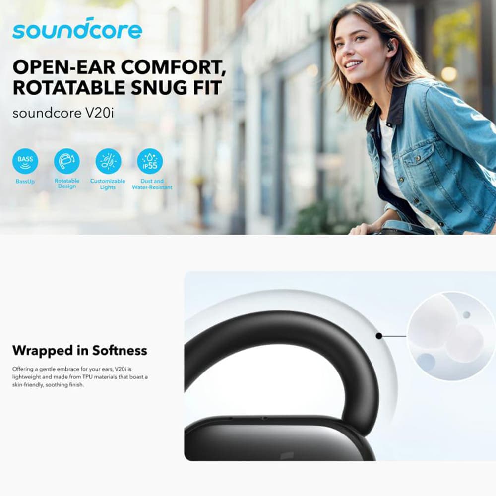 Anker bezdrátová sluchátka SoundCore V20i pro sport Bluetooth 5.3 IP55 bílá - náhled 3
