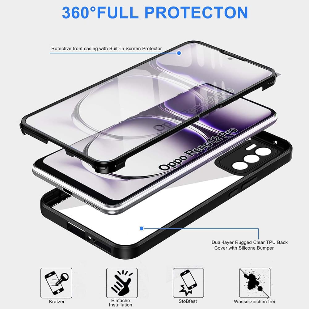 Techsuit ColorVerse 360 Series s ochranou displeje pro Oppo Reno12 Pro černý - náhled 3