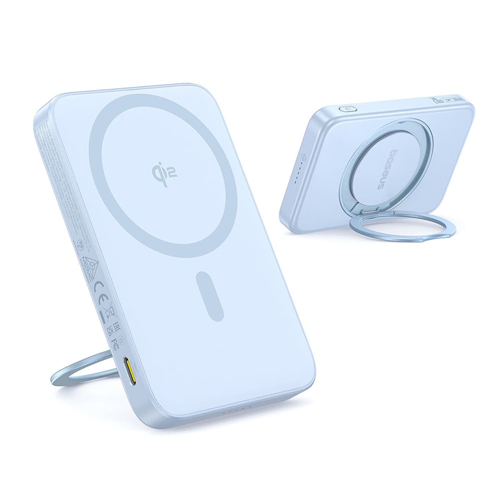 Baseus Power Bank PicoGo 5000mAh modrá s otočným stojánkem a kabelem Type-C - náhled 3