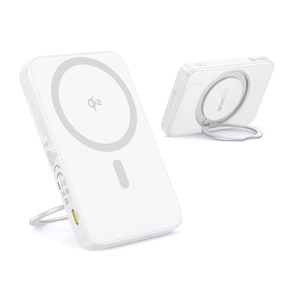 Baseus Power Bank PicoGo 5000mAh bílá s otočným stojánkem a kabelem Type-C - náhled 3