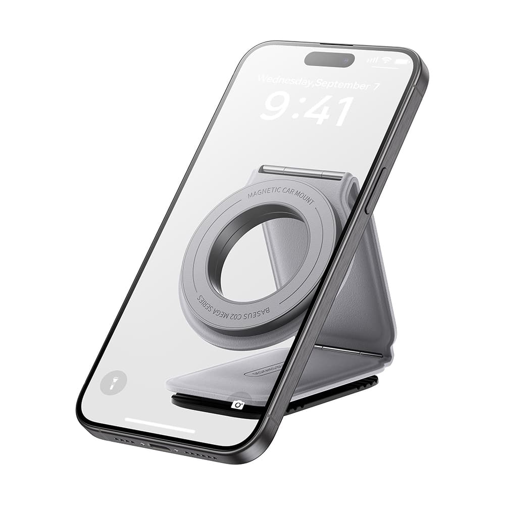 Baseus Car Holder PrimeTrip Series C02 PU kůže 360° 25N univerzální montáž matná šedá - náhled 3