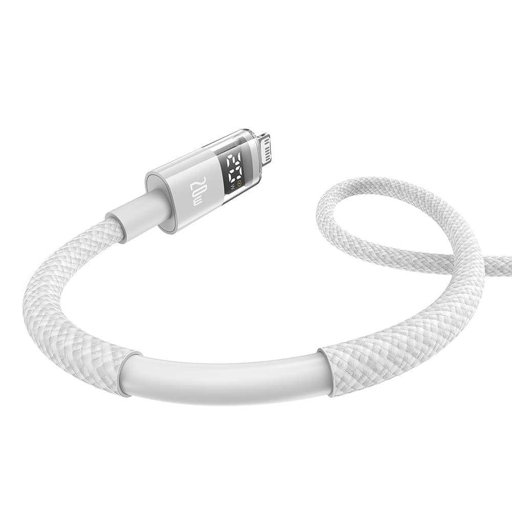 Baseus Data Cable Display 2 Rychlonabíjecí Type-C na Lightning Digitální displej 20W 2m Měsíční bílá - náhled 3