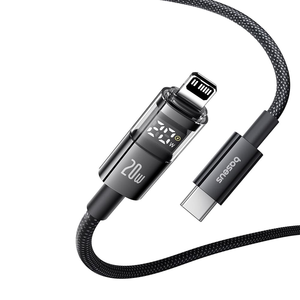 Baseus Data Cable Display 2 Rychlonabíjecí Type-C na Lightning Digitální displej 20W 1m Kosmická černá - náhled 3