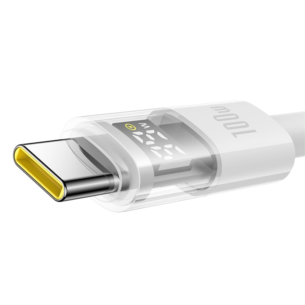 Baseus Data Cable Display 2 Rychlonabíjecí USB na Type-C Digitální Displej 100W 1m Měsíční Bílá - náhled 3