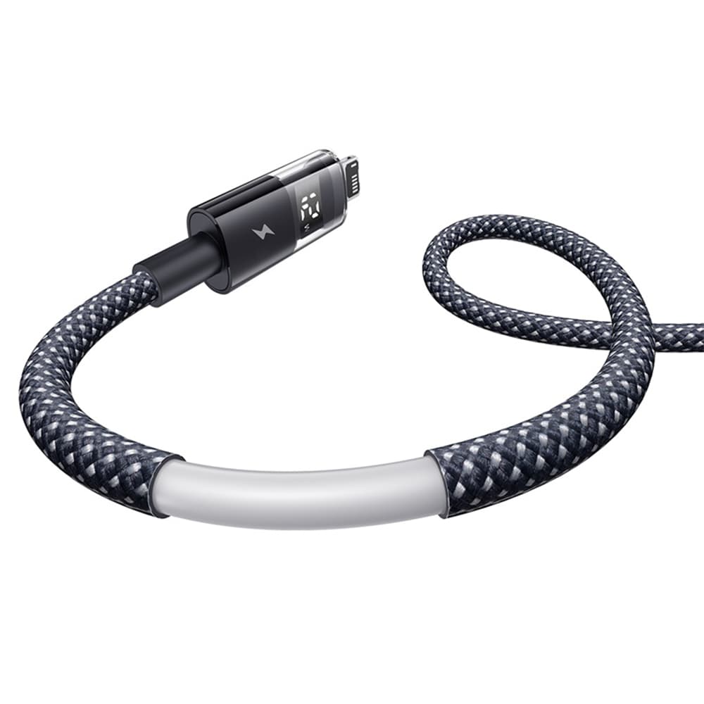 Baseus Data Cable Display 2 USB na Lightning Rychlé nabíjení Digitální displej 2.4A 1m Kosmická černá - náhled 3