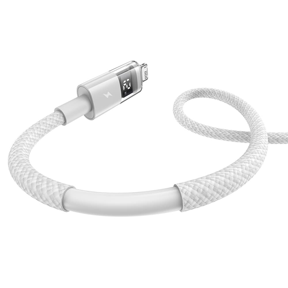Baseus Data Cable Display 2 USB na Lightning Rychlé nabíjení Digitální displej 2.4A 1m Měsíční bílá - náhled 3