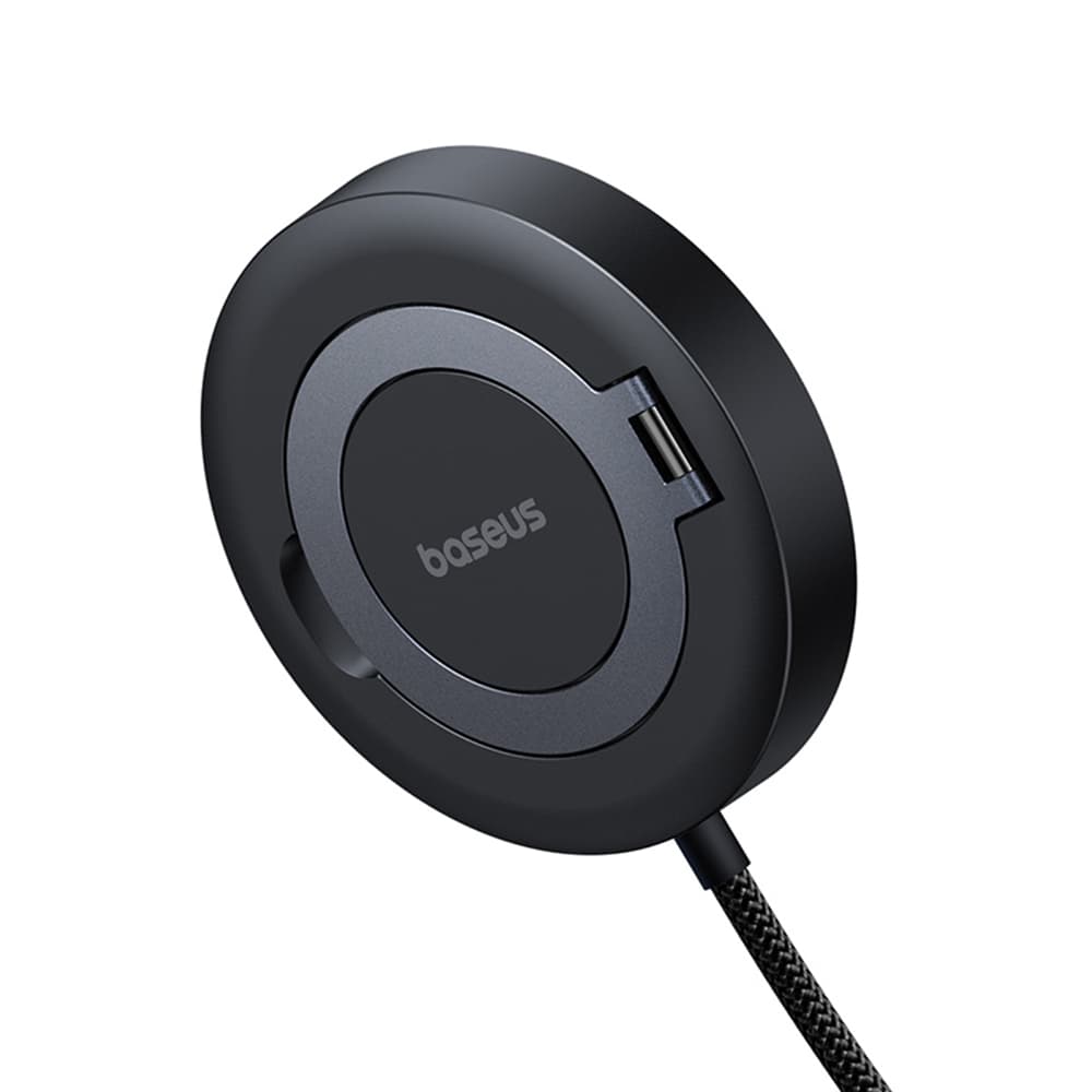 Baseus Magnetic Wireless Charger Simple Mini4 s držákem USB-C Qi2 15W 1m kosmická černá - náhled 3
