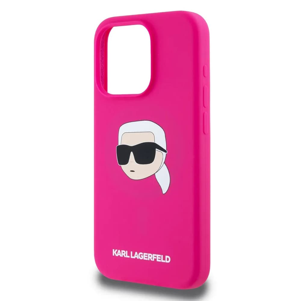 Karl Lagerfeld silicone MagSafe iPhone 15 Pro Max fuchsia Karl's Head - náhled 3