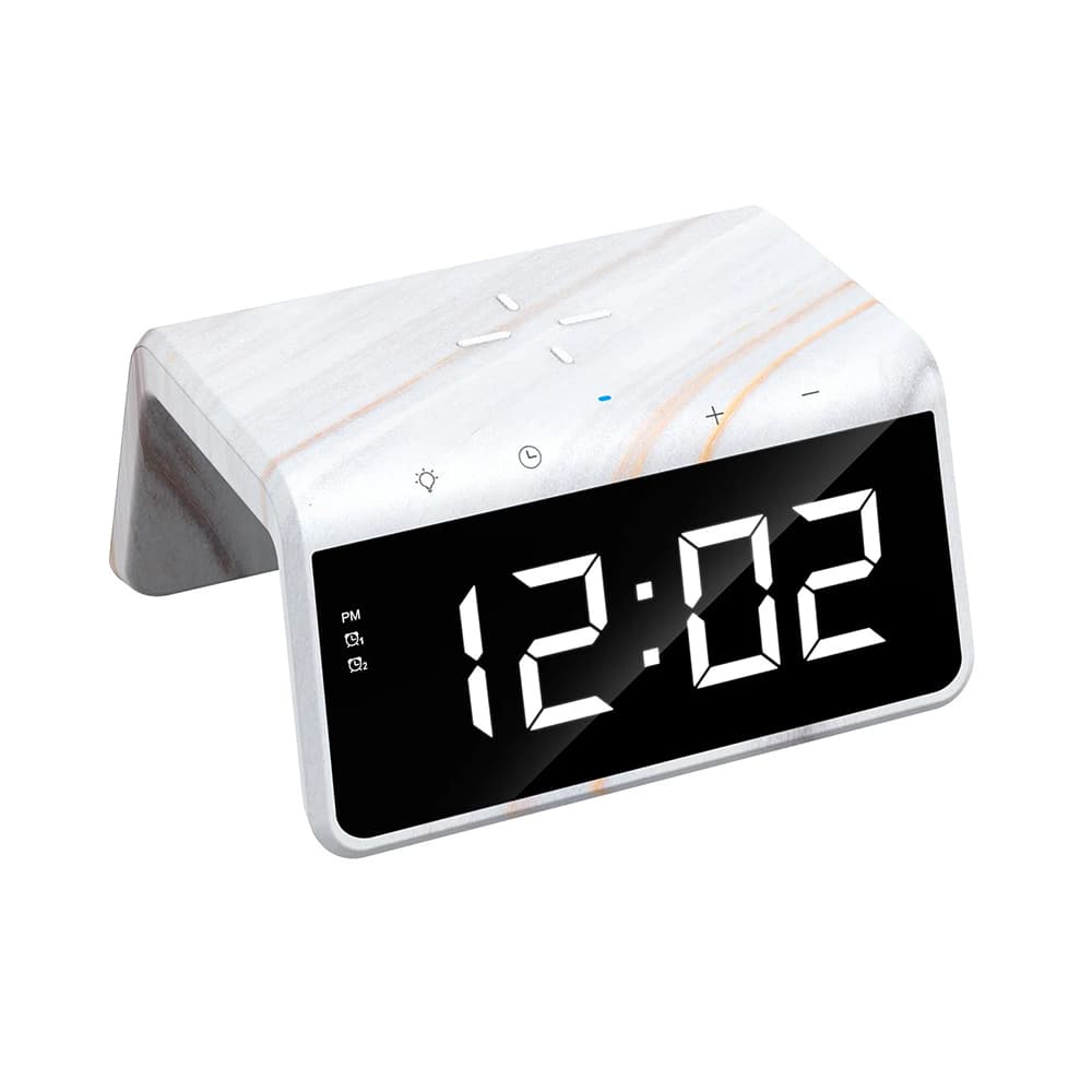 Havit Desk Phone Wireless Charger W320 s digitálními hodinami RGB LED světlem 15W mramor - náhled 3