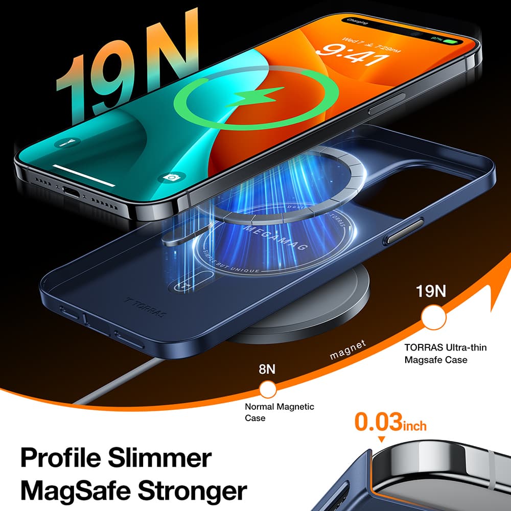 Torras OriginFit-Mag Series kryt pro iPhone 15 Pro tmavě modrý - náhled 3