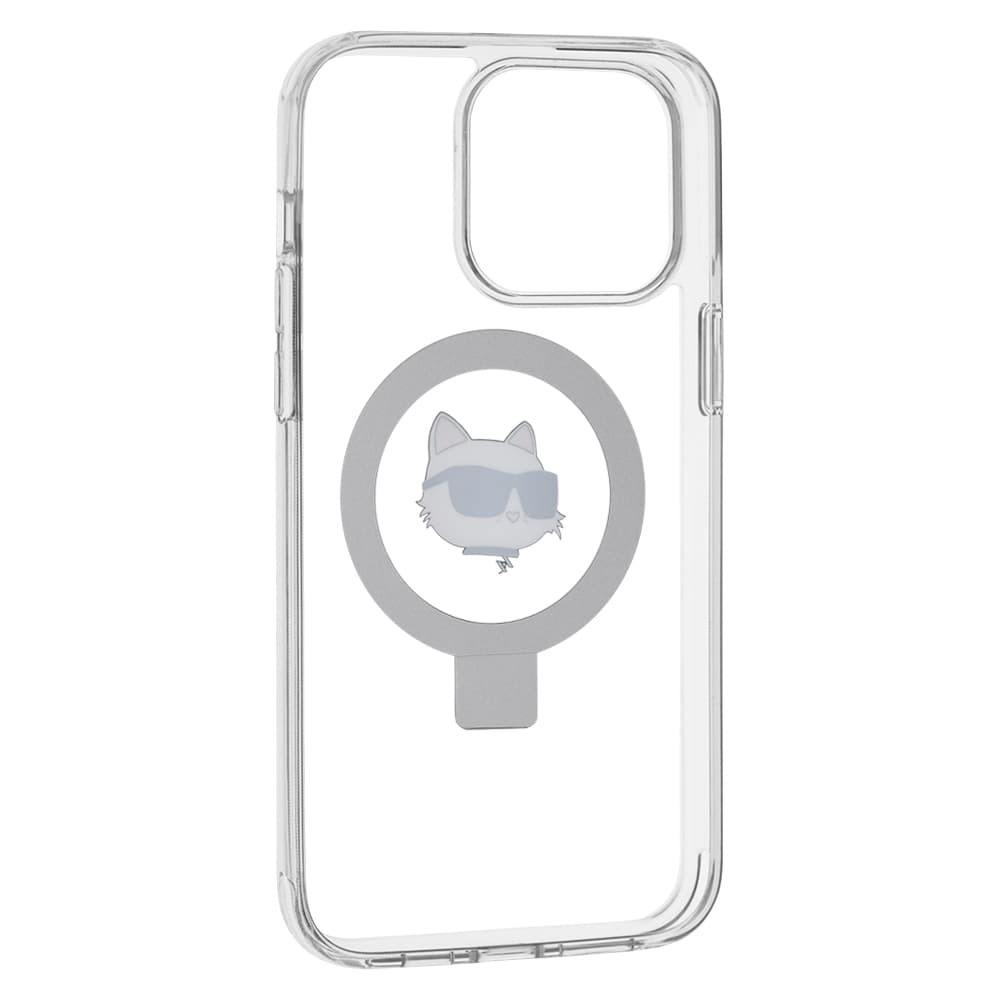 Karl Lagerfeld Hardcase Ring Stand MagSafe iPhone 15 Pro Max bílá Choupette Head - náhled 3