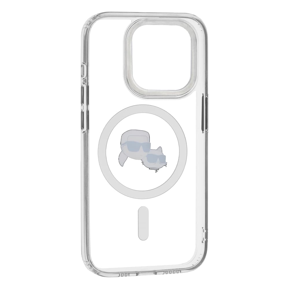 Karl Lagerfeld IML MagSafe iPhone 15 Pro Max Bílý Metal Karl&amp;Choupette Heads - náhled 3