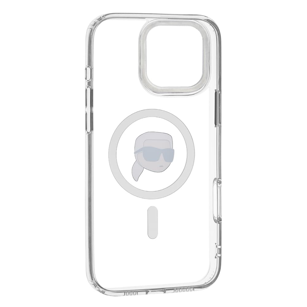 Karl Lagerfeld IML MagSafe iPhone 16 Pro Bílá Metalická Karlova Hlava - náhled 3