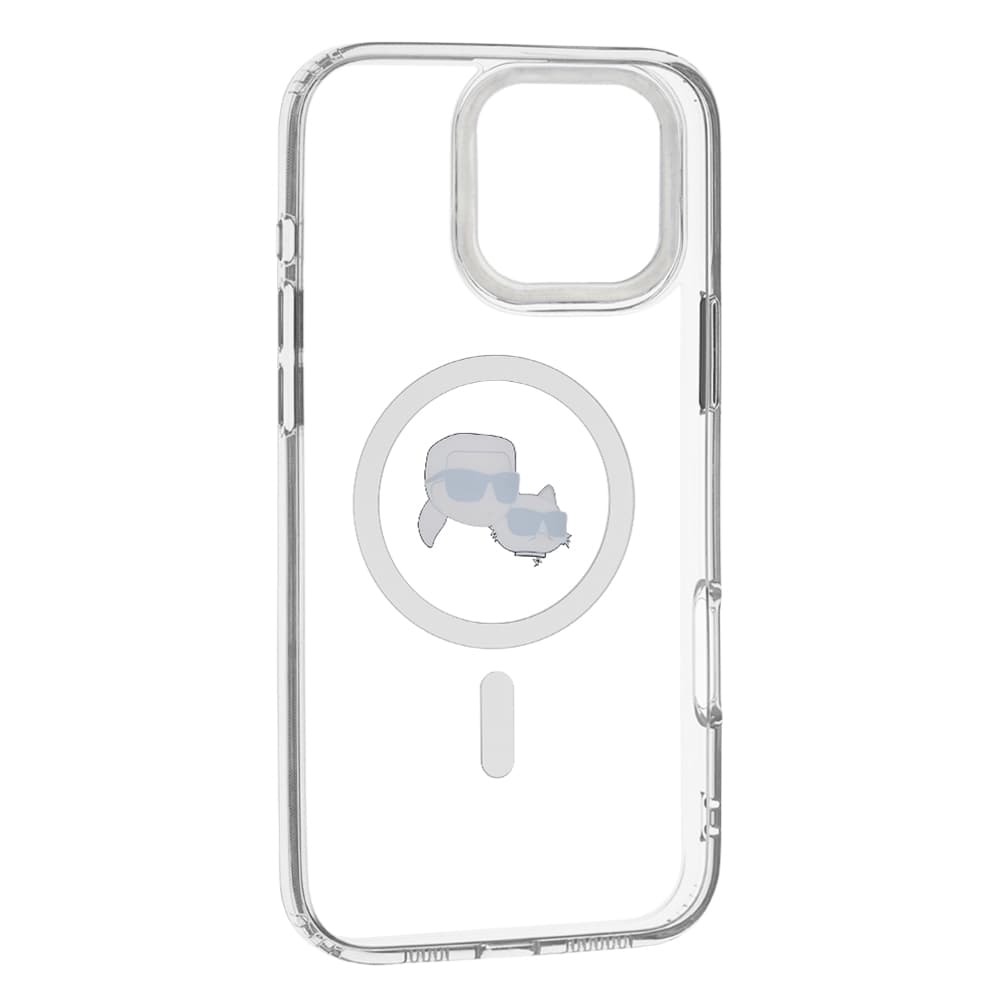 Karl Lagerfeld IML MagSafe iPhone 16 Pro Bílý Metal Karl&amp;Choupette Head - náhled 3