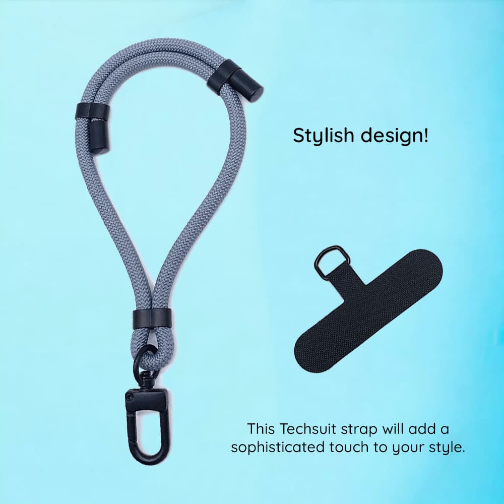 Techsuit - popruh na zápěstí RWS1-12 pro telefony karabina nylon odolný nastavitelný univerzální matný web - náhled 3