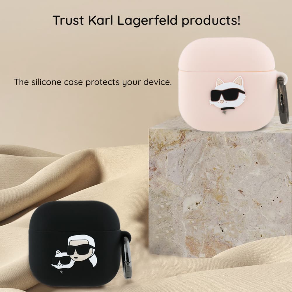 Karl Lagerfeld Silicone Karl Head 3D pouzdro pro Apple AirPods 4 černé - náhled 3
