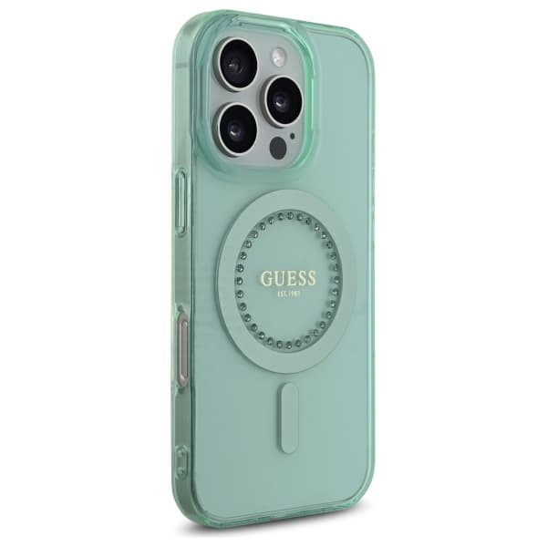 Guess IML Rhinestones MagSafe GUHMP16LPFTDTEN iPhone 16 Pro zelená - náhled 3