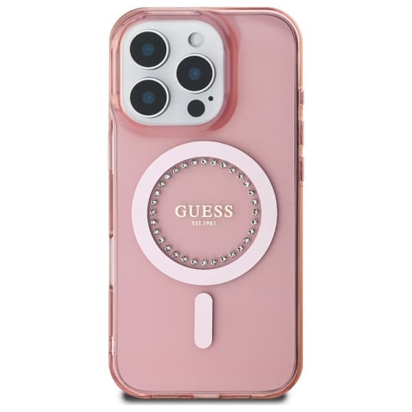 Guess IML Rhinestones MagSafe GUHMP16LPFTDTEP iPhone 16 Pro růžová - náhled 3