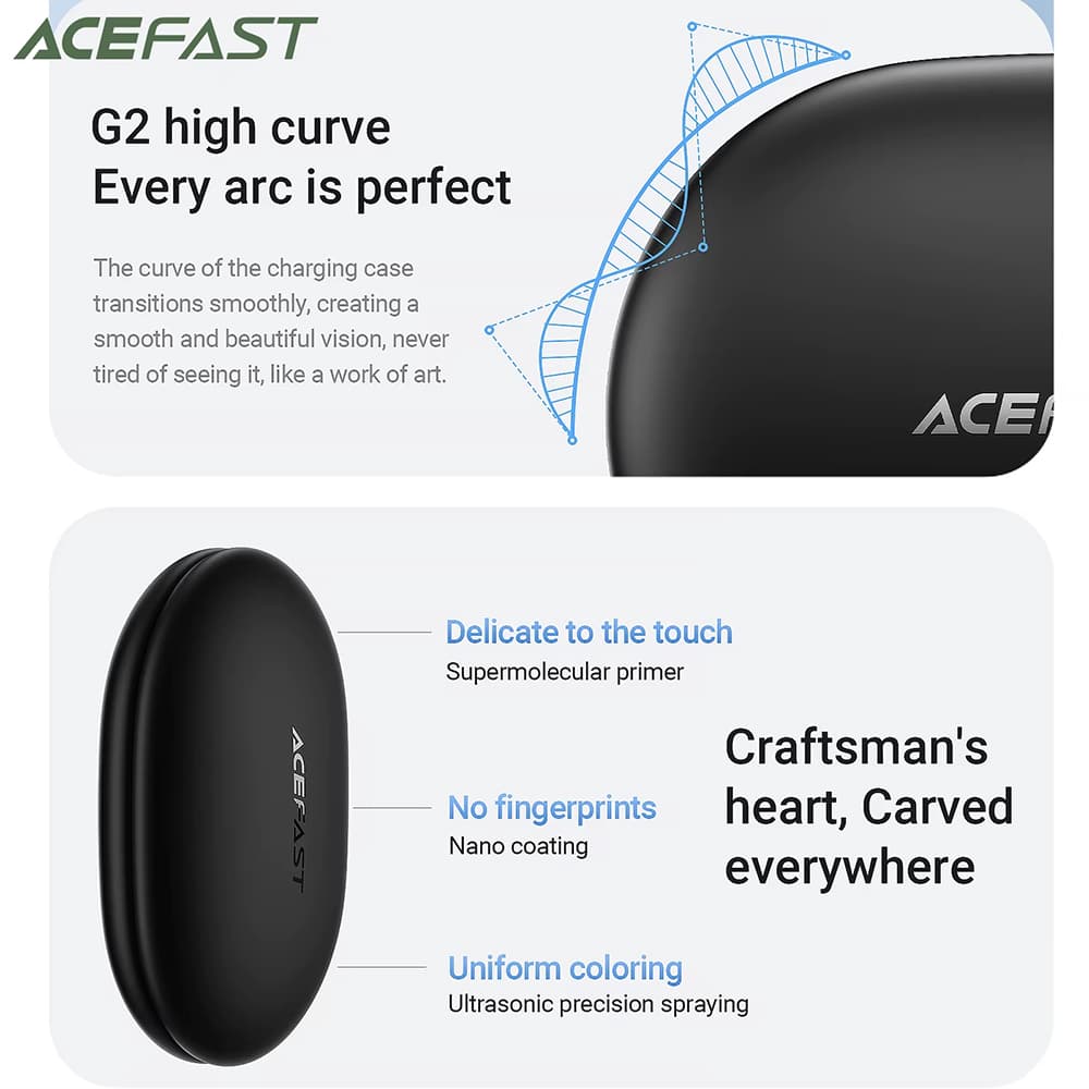 Acefast bezdrátová sluchátka FA002 pro sport Bluetooth V5.3 IP54 500mAh bílá - náhled 3