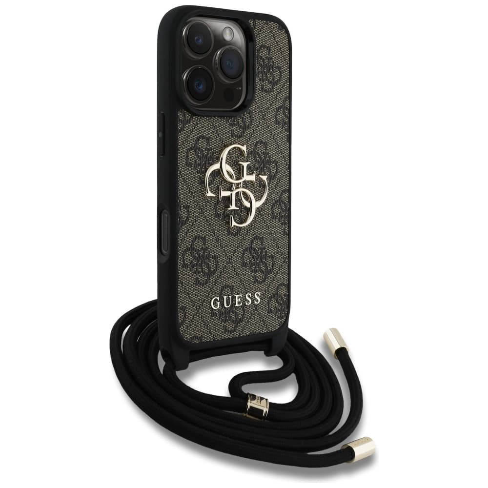 Guess Hardcase 4G Big Logo s popruhem iPhone 16 Pro hnědý - náhled 3