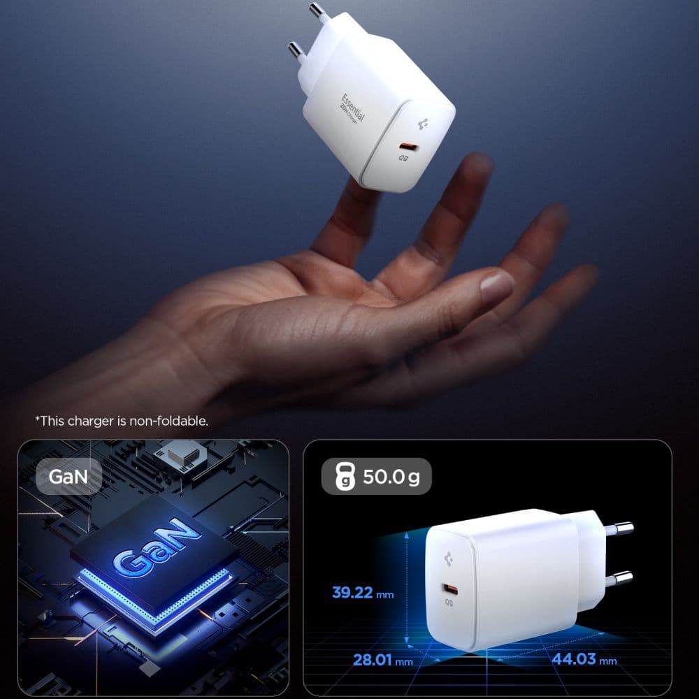 Nabíječka do zdi Spigen Essential EE201EU Type-C bílá - náhled 3