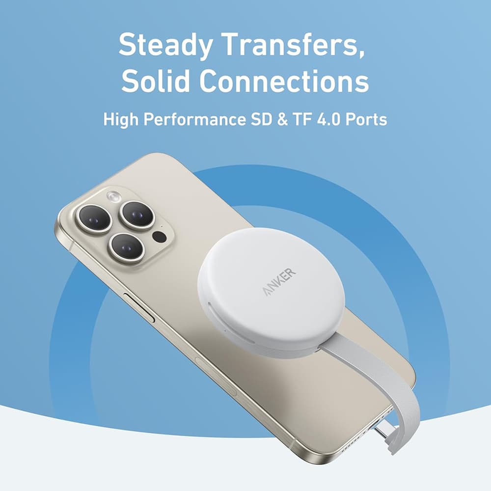 Anker Memory Card Reader MagGo A83D1G21 pro Apple s USB-C adaptérem MagSafe přenos dat 312 MB/s bílý - náhled 3