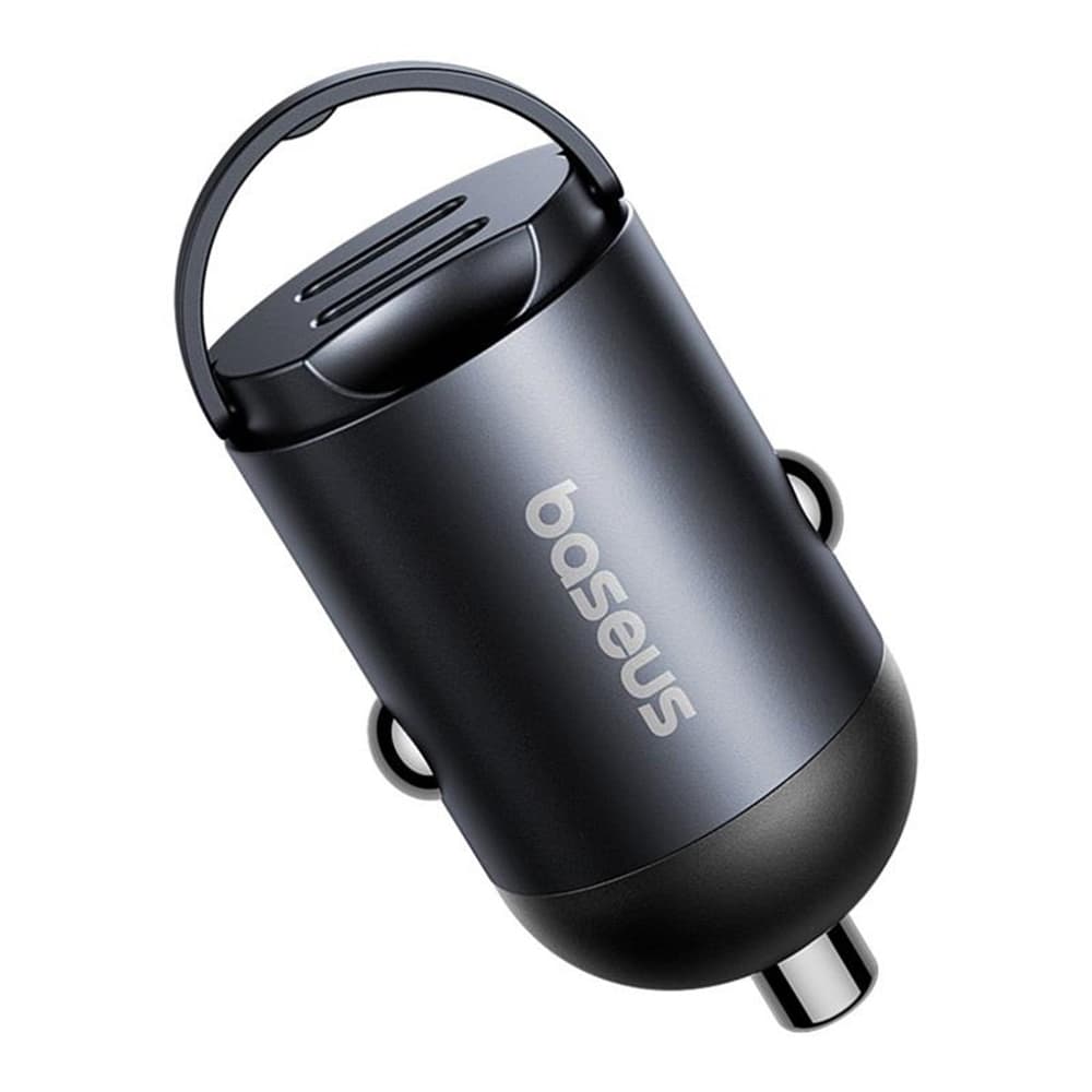 Baseus Car Charger Tiny Star Mini 2x Type-C 30W s vestavěným úchytem černý - náhled 3