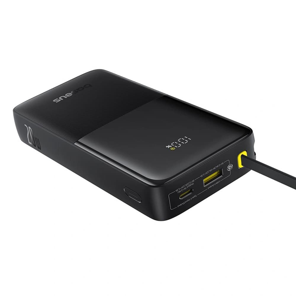 Baseus Power Bank Bipow 2 s vestavěným USB-C kabelem 20000mAh 20W černá - náhled 3