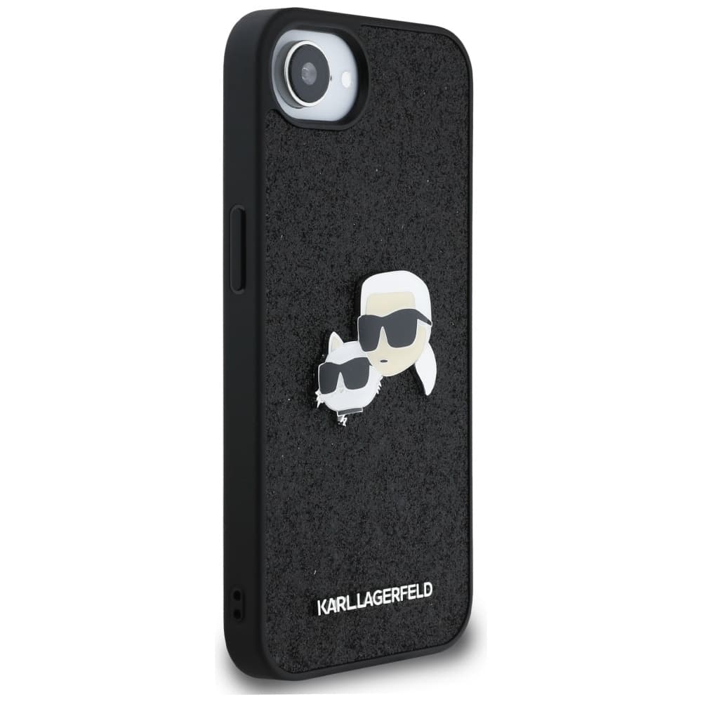 Karl Lagerfeld Hardcase Glitter iPhone 16e Karl&amp;Choupette Head Black - náhled 3