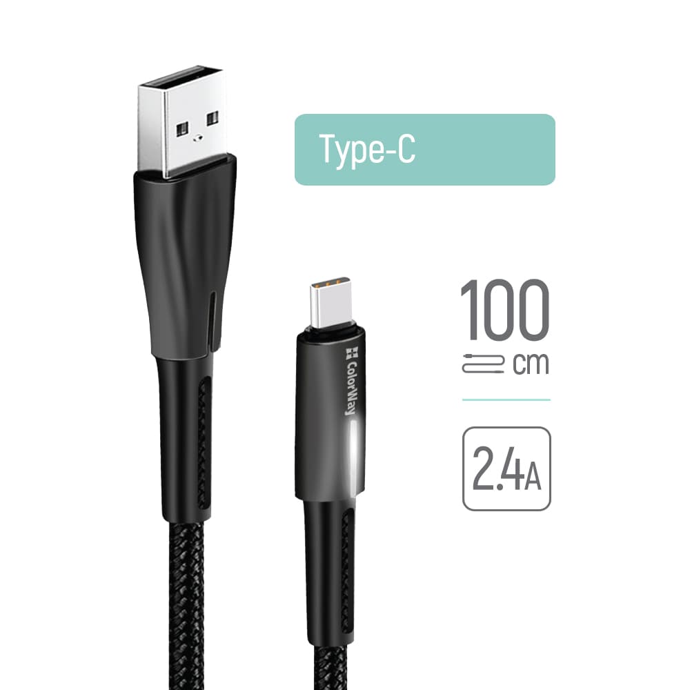 ColorWay Data Cable USB na Type-C Rychlé Nabíjení 1m Černá - náhled 3