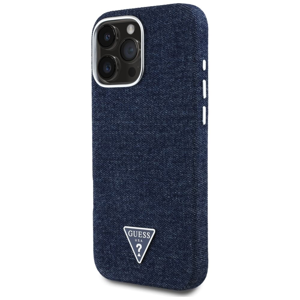 Guess Denim Triangle Logo MagSafe pro iPhone 16 Pro modrý - náhled 3