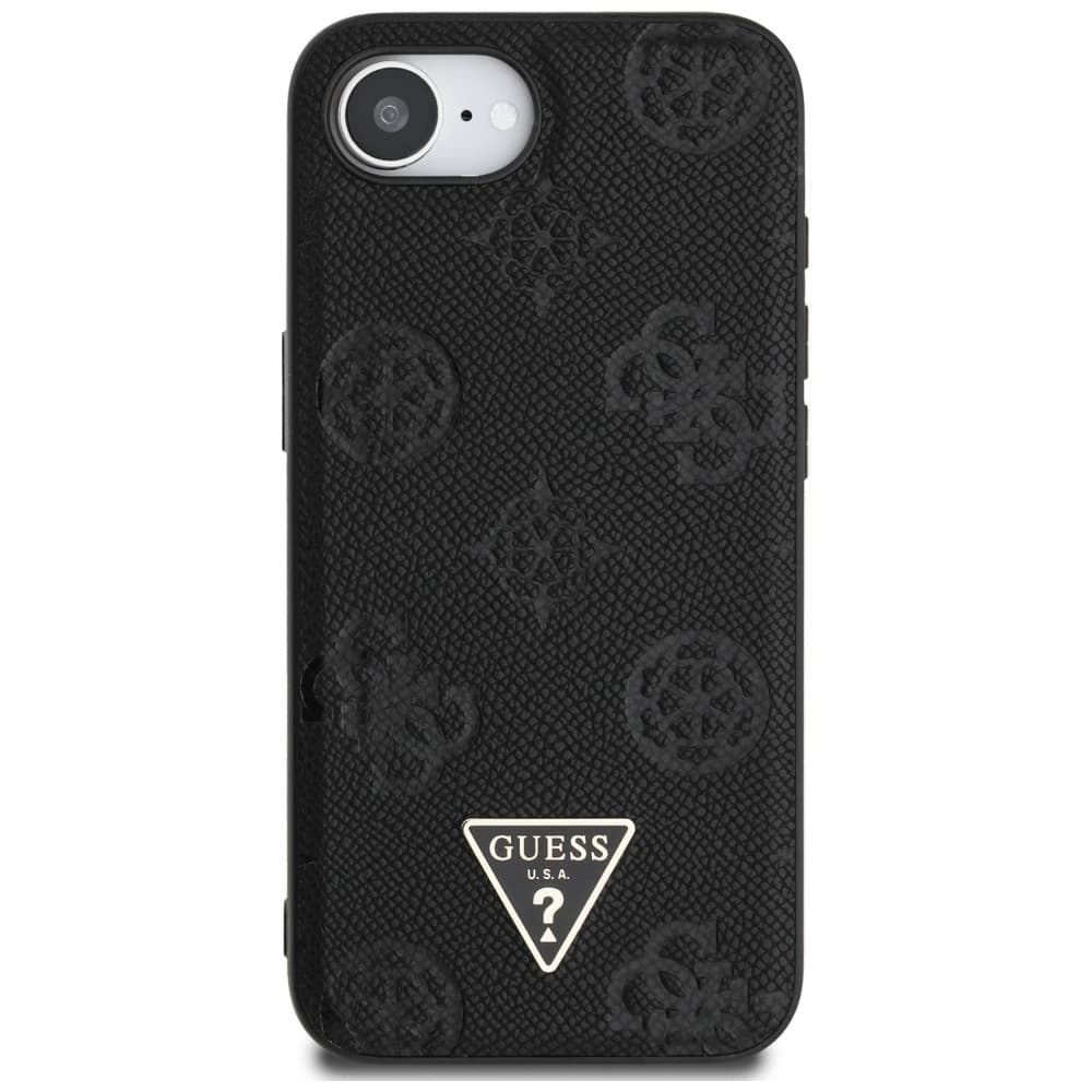 Guess Peony Grained Hot Stamp Triangle Logo MagSafe iPhone 16e černý - náhled 3