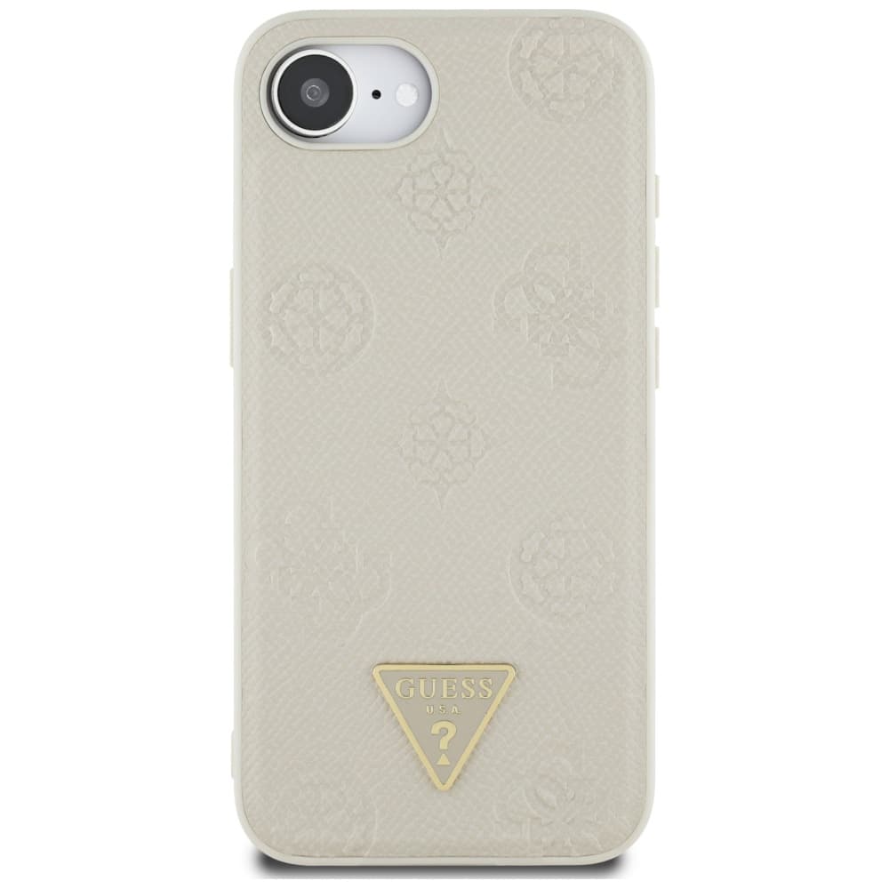 Guess Peony Grained Hot Stamp Triangle Logo MagSafe iPhone 16e béžová - náhled 3