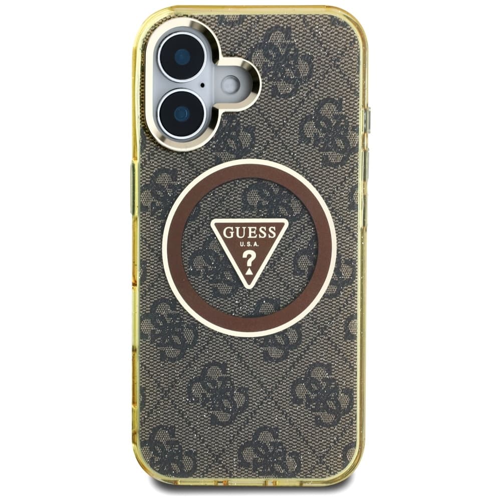 Guess IML Metal Glitter 4G Circle Triangle MagSafe iPhone 16 Hnědá - náhled 3