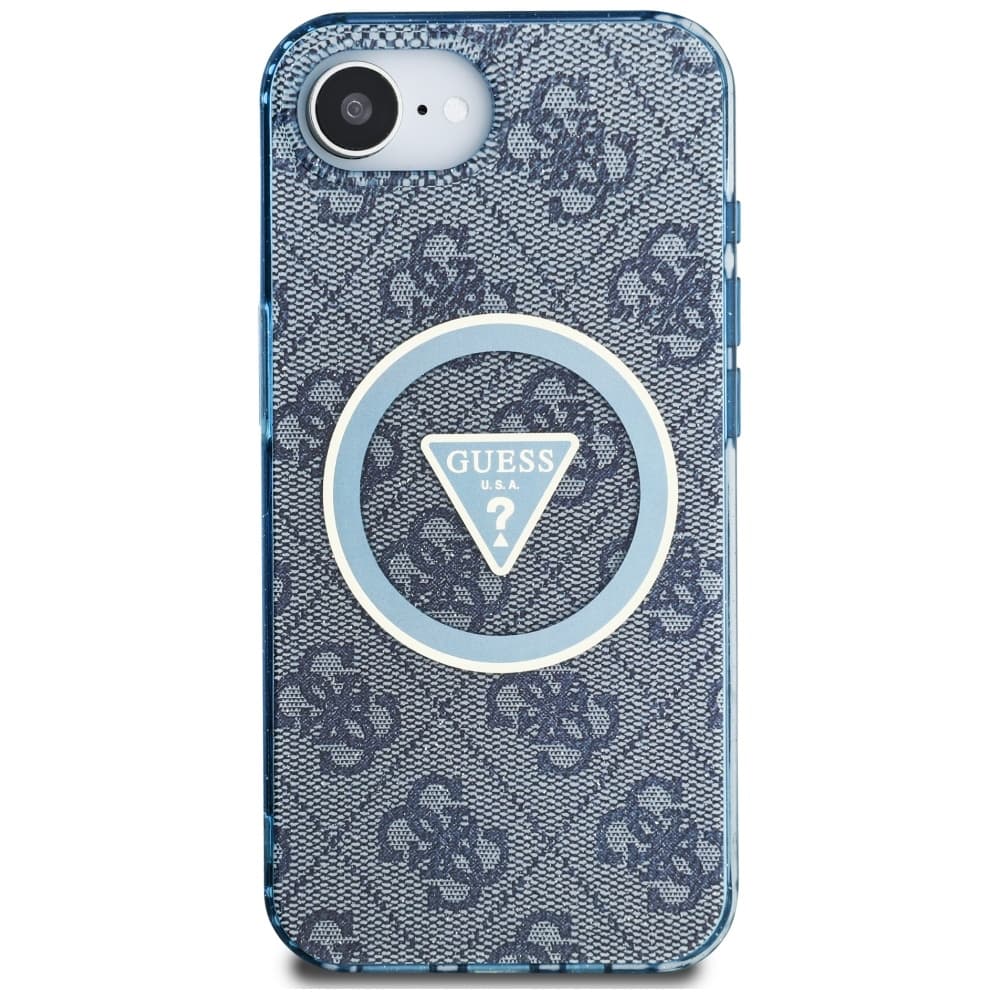 Guess IML Metal Glitter 4G Circle Triangle MagSafe iPhone 16e modrá - náhled 3