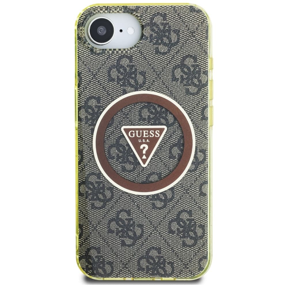 Guess IML Metal Glitter 4G Circle Triangle MagSafe iPhone 16e hnědý - náhled 3