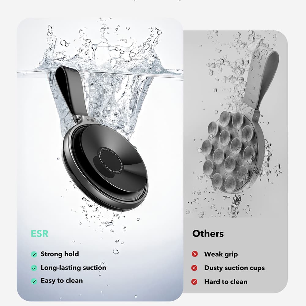 Držák telefonu ESR HaloLock černý magnetický otočný o 360° na zrcadlo - náhled 3