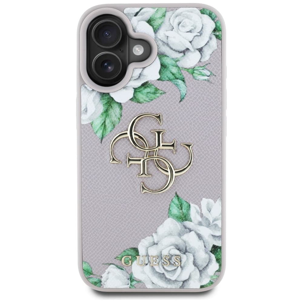 Guess Hardcase 4G Grained Roses Big Logo iPhone 16 fialová - náhled 3