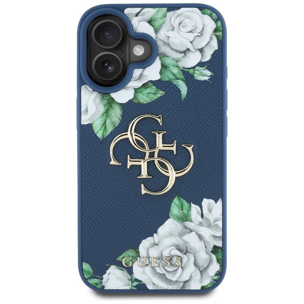 Guess Hardcase 4G Grained Roses Big Logo iPhone 16 Modrá - náhled 3